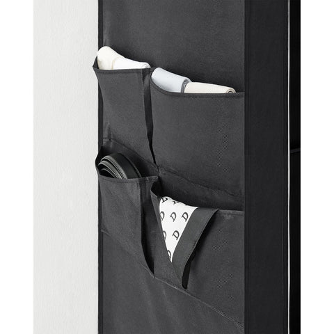 Rootz Portable Black Wardrobe - Closet Organizer - Clothes Storage - Steel Frame - Non-Woven Fabric - Plastic Connectors - 45cm x 127cm x 176cm - Lightweight - Easy Assembly - Spacious Storage