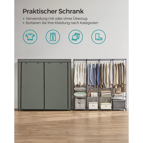 Rootz Wardrobe Organizer - Closet Organizer - Anti-Tip Furniture Strap - Storage Solution - Easy Assembly - 120cm x 60cm x 180cm