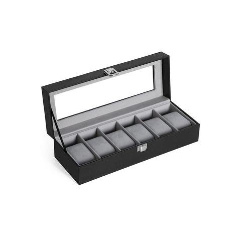 Rootz Watch Box - Watch Organizer - Watch Storage - Velvet Lining - Glass Lid - Perfect Gift Idea - 30cm x 11.2cm x 8cm