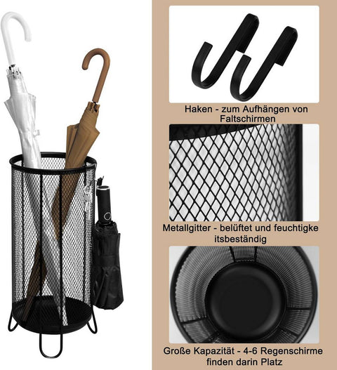 Rootz Umbrella Stand - Metal Mesh Umbrella Holder - Umbrella Storage - Robust & Stable - 23cm x 49cm x 23cm