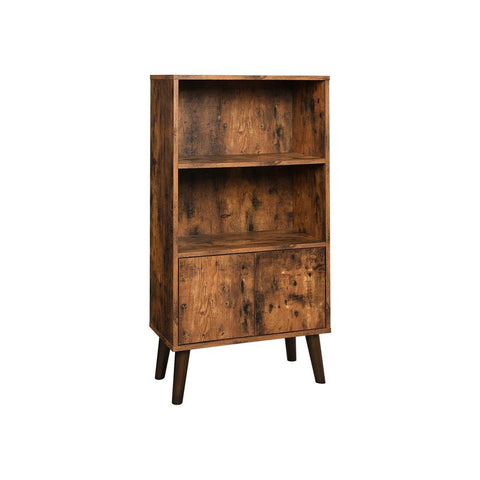 Rootz Bookcase - Bookcase With 2 Shelves - Cupboard Doors - Wooden Book Storage - Wall-mounted Book Rack - Multi-tiered Bookcase - Freestanding - Wood Look/brown - 60 x 30 x 120 cm (L x W x H)