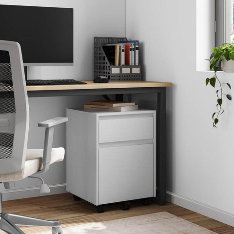 Rootz Rolling File Cabinet with Wheels - Mobile Office Storage - Hanging File Cabinet - Wood Material - 40cm x 56cm x 40cm