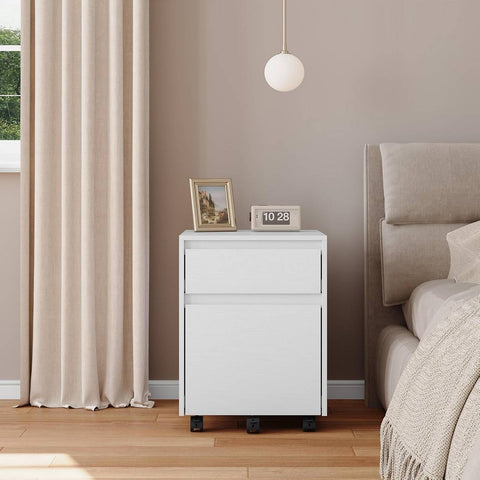 Rootz Rolling File Cabinet with Wheels - Mobile Office Storage - Hanging File Cabinet - Wood Material - 40cm x 56cm x 40cm