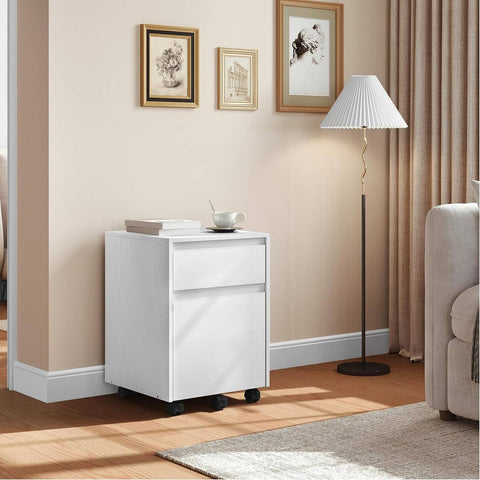 Rootz Rolling File Cabinet with Wheels - Mobile Office Storage - Hanging File Cabinet - Wood Material - 40cm x 56cm x 40cm