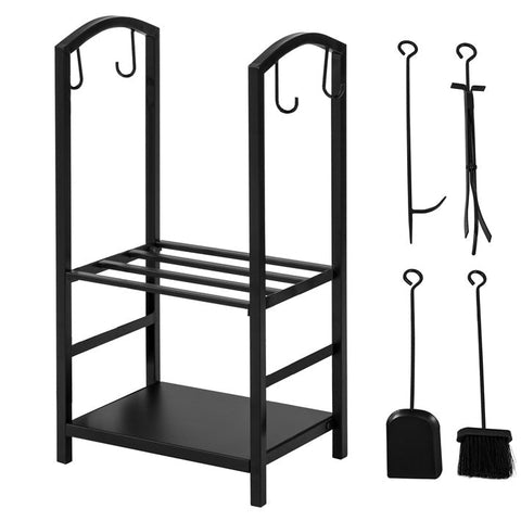 Rootz 2-Shelf Firewood Rack - Firewood Stand - Log Holder - Metal Construction - Organized & Stable Storage - Indoor & Outdoor Use - 46cm x 75cm x 30cm