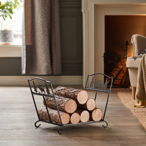 Rootz Firewood Rack - Log Holder - Foldable Wood Storage - Space-Saving Design - Durable Metal - Easy Storage - 57cm x 36cm x 32cm