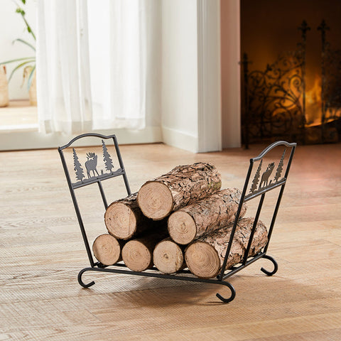 Rootz Firewood Rack - Log Holder - Foldable Wood Storage - Space-Saving Design - Durable Metal - Easy Storage - 57cm x 36cm x 32cm