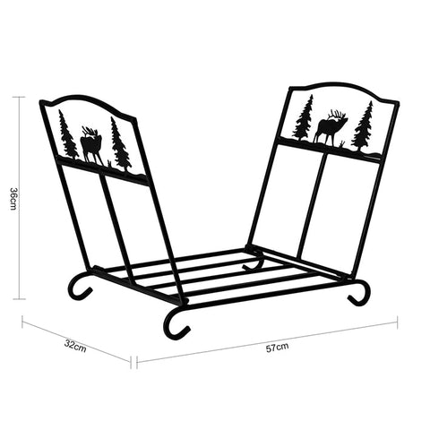 Rootz Firewood Rack - Log Holder - Foldable Wood Storage - Space-Saving Design - Durable Metal - Easy Storage - 57cm x 36cm x 32cm