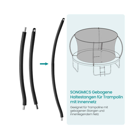 Rootz Curved Handrail Set - Trampoline Safety Rails - Trampoline Enclosure - Secure Grip - 1 Upper + 1 Lower - 120cm x 110cm x 10cm