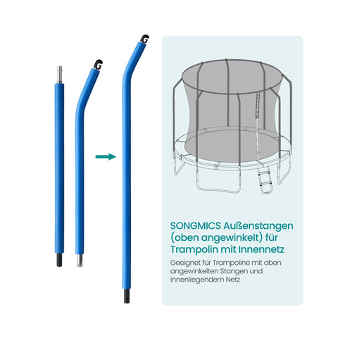 Rootz Outdoor Pole Set for Trampoline - Safety Poles - Support Bars - Inner Net - 10ft x 1.5in - Weather-Resistant