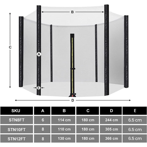 Rootz Trampoline Safety Enclosure - Netting - Padding - Weatherproof - Ø 366 cm x 183 cm