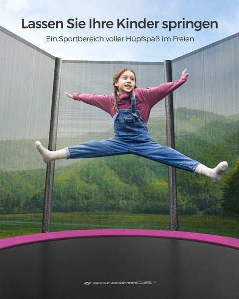 Rootz 10ft Trampoline with Safety Net - Black-Blue - Galvanized Steel Frame - Jumping Mat - 183cm x 230cm - 100kg Capacity