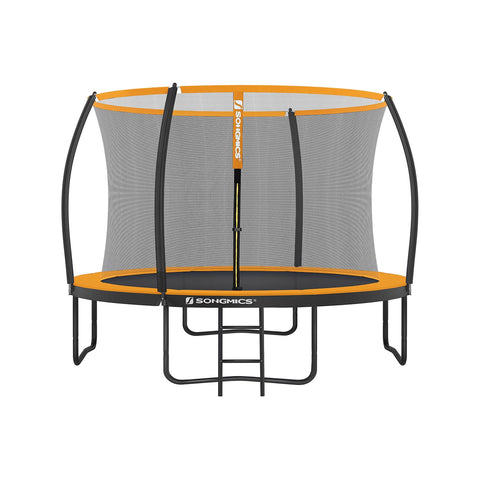 Rootz 305cm Trampoline - Garden Trampoline - Fitness Trampoline - Galvanized Steel Frame - Safety Net - EPE Foam Padding - 305cm x 76cm - Black-Orange