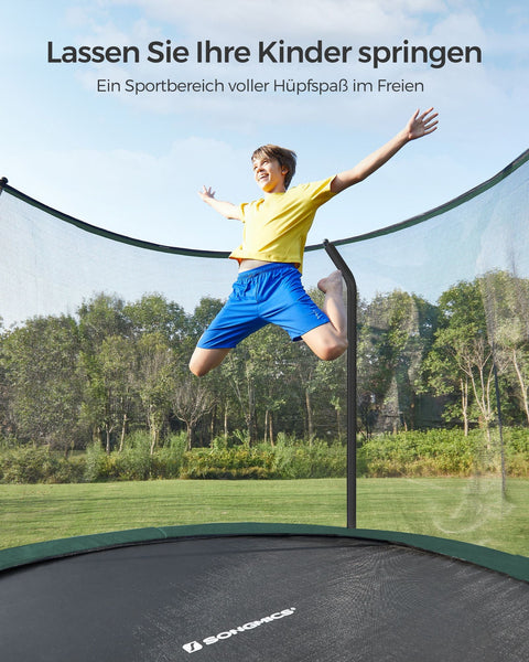 Rootz 10ft Trampoline with Safety Net - Bouncing Device - Jumping Equipment - Galvanized Steel Frame - Stable and Rust-Resistant - Ideal Gift for Kids - 305cm x 76cm - Max Load 150kg
