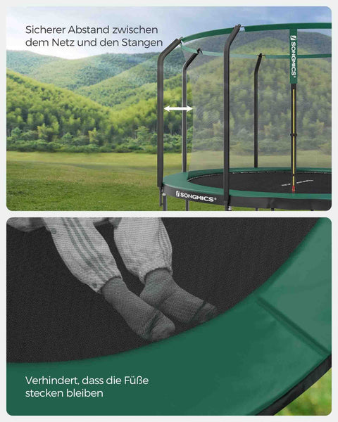 Rootz 10ft Trampoline with Safety Net - Bouncing Device - Jumping Equipment - Galvanized Steel Frame - Stable and Rust-Resistant - Ideal Gift for Kids - 305cm x 76cm - Max Load 150kg