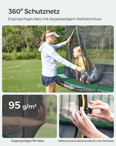 Rootz 10ft Trampoline with Safety Net - Bouncing Device - Jumping Equipment - Galvanized Steel Frame - Stable and Rust-Resistant - Ideal Gift for Kids - 305cm x 76cm - Max Load 150kg