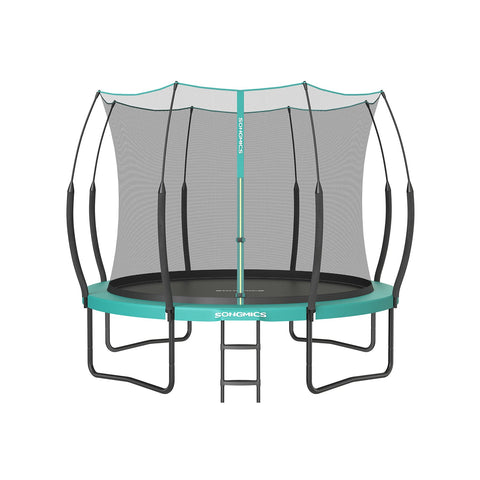 Rootz 12ft Sea Blue Trampoline - Outdoor Bouncer - Jumping Mat - Safety Net - Galvanized Steel Frame - Fiberglass Poles - 305cm x 256cm x 76cm