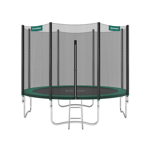 Rootz 305cm Trampoline - Garden Fun - Jumping Fitness - Safety Net - Galvanized Steel Frame - 305cm x 76cm - Black-Green