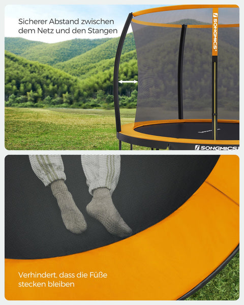 Rootz 366cm Trampoline - Garden Trampoline - Fitness Trampoline - Close-Meshed Safety Net - Galvanized Steel Frame - 366cm Diameter - 90cm Distance from Ground