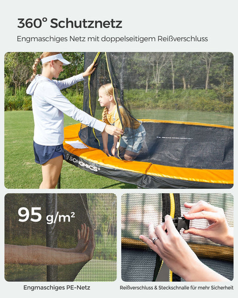 Rootz 366cm Trampoline - Garden Trampoline - Fitness Trampoline - Close-Meshed Safety Net - Galvanized Steel Frame - 366cm Diameter - 90cm Distance from Ground
