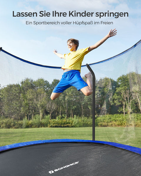 Rootz Trampoline Set - Bouncing Device - Jumping Equipment - Galvanized Frame - Stable - Rust-Resistant - Ideal Gift - 366cm x 90cm - Dark Blue