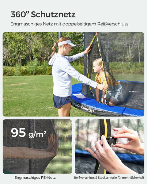 Rootz Trampoline Set - Bouncing Device - Jumping Equipment - Galvanized Frame - Stable - Rust-Resistant - Ideal Gift - 366cm x 90cm - Dark Blue