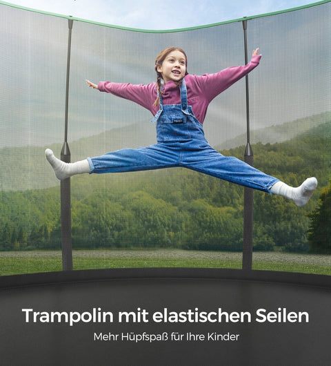 Rootz Trampoline 366cm - Jungle Green Zipper - Galvanized Steel Frame - 312cm Jump Area - Fiberglass Poles - 366 x 270 cm - 90cm Height