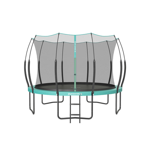 Rootz 12ft Sea Blue Trampoline - Outdoor Bouncer - Jumping Mat - Safety Net - Galvanized Steel Frame - Fiberglass Poles - 366cm x 270cm x 90cm