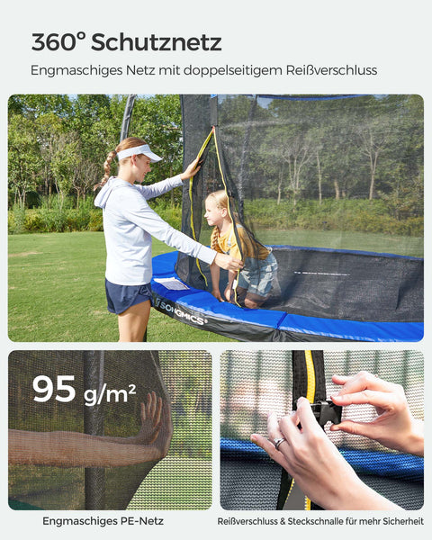 Rootz 366cm Trampoline - Garden Trampoline - Outdoor Trampoline - Galvanized Steel Frame - Safety Net - EPE Foam - 366cm x 90cm x 150kg