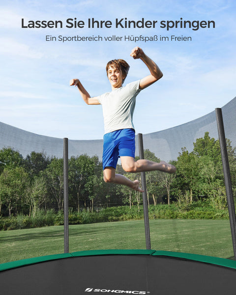 Rootz 366cm Trampoline - Garden Trampoline - Outdoor Trampoline - Galvanized Steel Frame - Safety Net - EPE Foam Padding - 366cm x 90cm - Black-Green