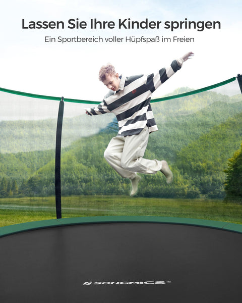 Rootz 14ft Trampoline with Safety Enclosure - Outdoor Bounce House - Jumping Mat - Galvanized Steel Frame - 427cm x 270cm x 90cm