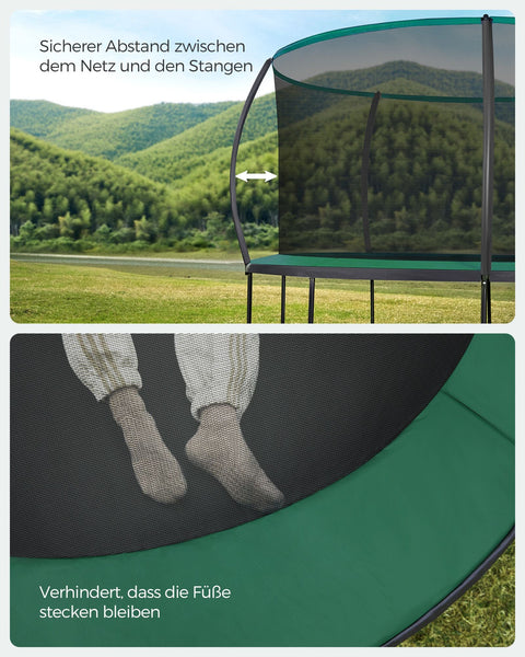 Rootz 14ft Trampoline with Safety Enclosure - Outdoor Bounce House - Jumping Mat - Galvanized Steel Frame - 427cm x 270cm x 90cm
