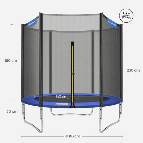 Rootz Outdoor Trampoline 183cm - Garden Trampoline - Kids' Trampoline - Enhanced Safety Features - High-Durability Materials - 183cm Diameter - Galvanized Steel Frame