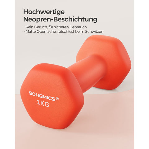 Rootz Neoprene Coated Dumbbells Set - Orange - Cast Iron Weights - Strength Training - Non-Slip Grip - Compact Size - 13.5cm x 6.5cm - 2kg Total Weight