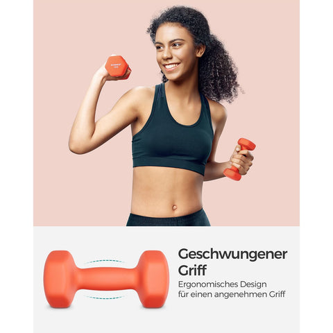 Rootz Neoprene Coated Dumbbells Set - Orange - Cast Iron Weights - Strength Training - Non-Slip Grip - Compact Size - 13.5cm x 6.5cm - 2kg Total Weight