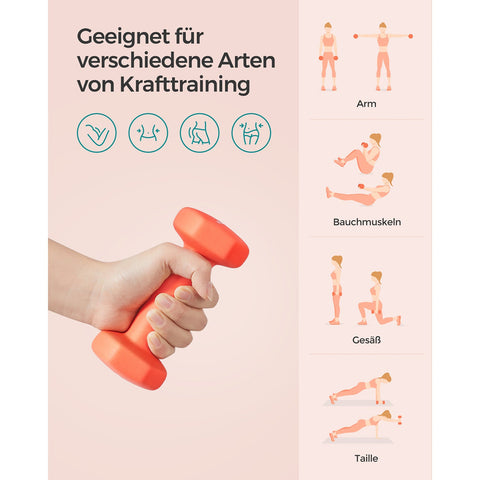 Rootz Neoprene Coated Dumbbells Set - Orange - Cast Iron Weights - Strength Training - Non-Slip Grip - Compact Size - 13.5cm x 6.5cm - 2kg Total Weight