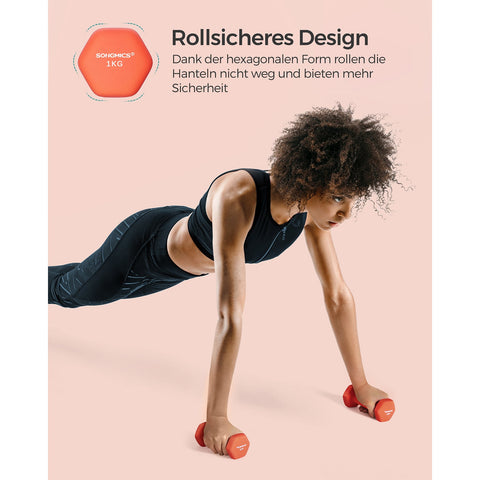 Rootz Neoprene Coated Dumbbells Set - Orange - Cast Iron Weights - Strength Training - Non-Slip Grip - Compact Size - 13.5cm x 6.5cm - 2kg Total Weight