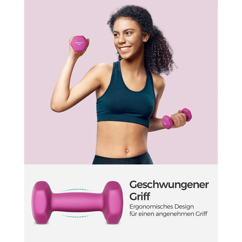 Rootz 2 Piece Set Pink Dumbbells - Cast Iron - Neoprene Coating - Toning - 13.5cm x 6.5cm - 1kg x 2