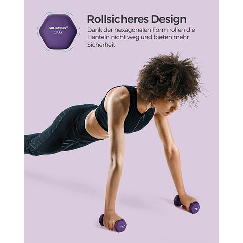 Rootz 2 Piece Set Dumbbells - Hand Weights - Strength Training - Neoprene Coating - 13.5cm x 6.5cm - 2 x 1kg