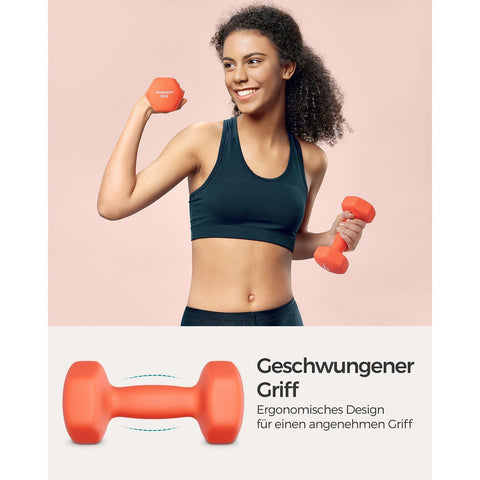 Rootz Neoprene Coated Dumbbells Set - Orange - Cast Iron - Weight Lifting - Strength Training - 20cm x 9cm - 11.5cm x 3.8cm - 2 x 3kg
