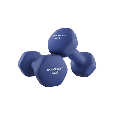 Rootz 2 Piece Set Dumbbells - Hand Weights - Cast Iron - Neoprene Coating - Strength Training - Compact Size - Blue - 20.5cm x 9.5cm - 11.5cm x 3.9cm - 2 x 4kg