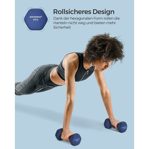 Rootz 2 Piece Set Dumbbells - Hand Weights - Cast Iron - Neoprene Coating - Strength Training - Compact Size - Blue - 20.5cm x 9.5cm - 11.5cm x 3.9cm - 2 x 4kg