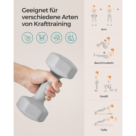 Rootz Neoprene Coated Dumbbells Set - Gray Hand Weights - Cast Iron Dumbbells - Neoprene Coating - Ergonomic Handle - 21cm x 10cm - 11.5cm x 4.1cm - 2 x 5kg