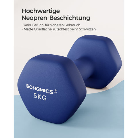 Rootz 2 Piece Set Dumbbells - Free Weights - Neoprene Coated - Enhance Strength Training - 21cm x 10.5cm - Navy Blue