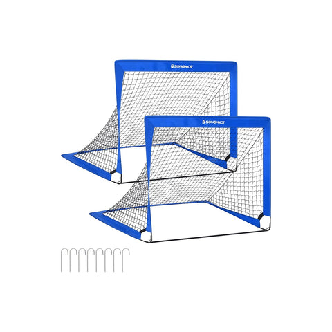 Rootz 2 Piece Set Football Goals - Soccer Nets - Portable Goals - Fiberglass Rods - Metal Corners - Polyester Mesh - Oxford Cloth - Lightweight - Easy Assembly - Durable - 90cm x 120cm x 90cm