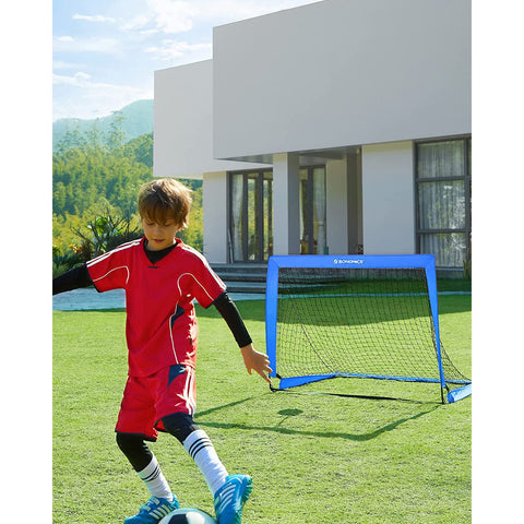 Rootz 2 Piece Set Football Goals - Soccer Nets - Portable Goals - Fiberglass Rods - Metal Corners - Polyester Mesh - Oxford Cloth - Lightweight - Easy Assembly - Durable - 90cm x 120cm x 90cm