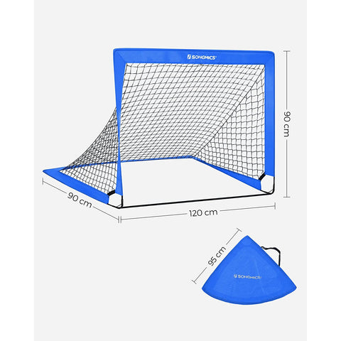 Rootz 2 Piece Set Football Goals - Soccer Nets - Portable Goals - Fiberglass Rods - Metal Corners - Polyester Mesh - Oxford Cloth - Lightweight - Easy Assembly - Durable - 90cm x 120cm x 90cm