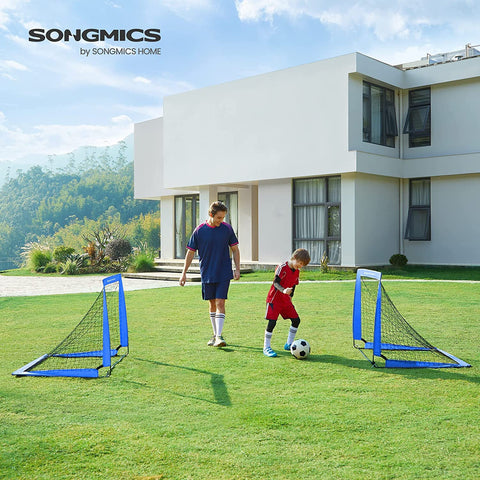Rootz 2 Piece Set Football Goals - Soccer Nets - Portable Goals - Fiberglass Rods - Metal Corners - Polyester Mesh - Oxford Cloth - Lightweight - Easy Assembly - Durable - 90cm x 120cm x 90cm