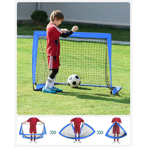 Rootz 2 Piece Set Football Goals - Soccer Nets - Portable Goals - Fiberglass Rods - Metal Corners - Polyester Mesh - Oxford Cloth - Lightweight - Easy Assembly - Durable - 90cm x 120cm x 90cm