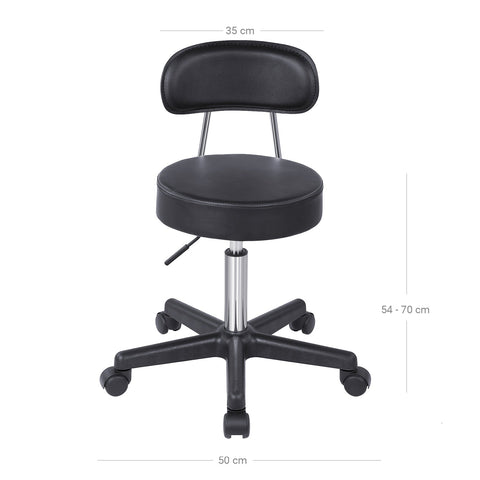 Rootz Work Stool - Rolling Stool - Adjustable Stool - Gas Lift Stool - PU Material - 46-62cm Seat Height - 35cm Seat Diameter - 100kg Load Capacity - 4.8kg - 35cm x 50cm x 62cm